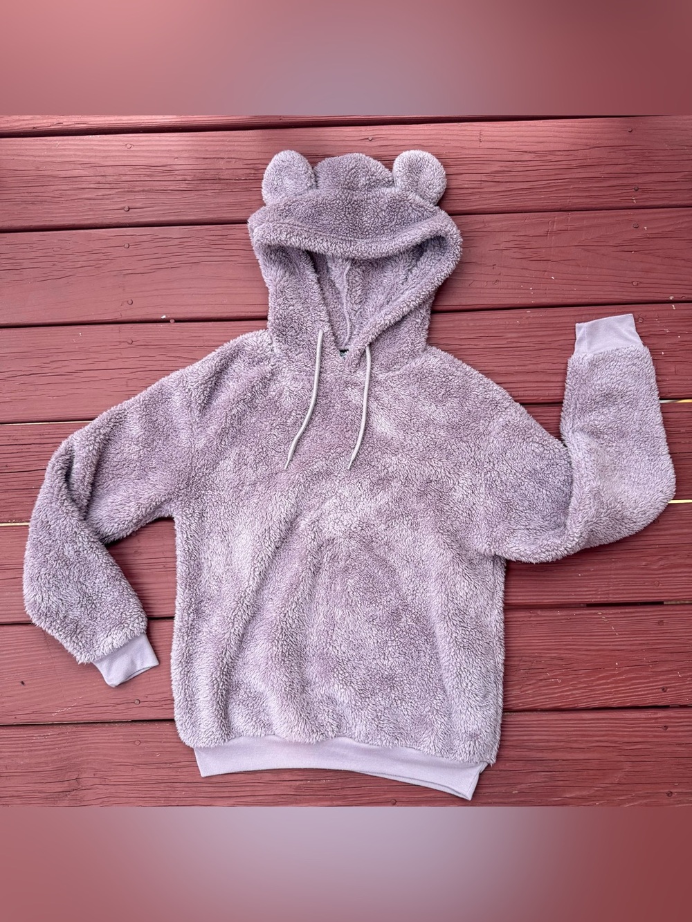 Cold Crush Plush Bear-Ear Hoodie - Lavender